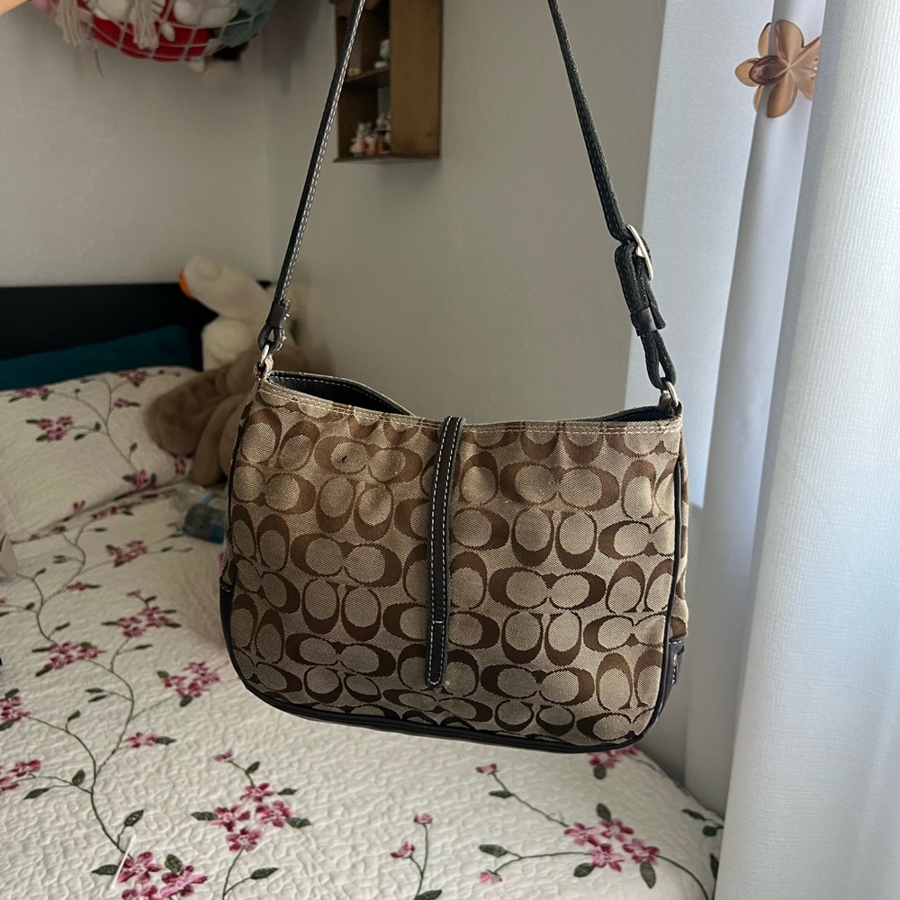 Available 
Tan and Brown Signature Shoulder Bag - Picture 3 of 6